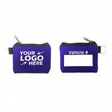 4.5”x 3.25” Neoprene Zipped Coin Bag with Key Ring